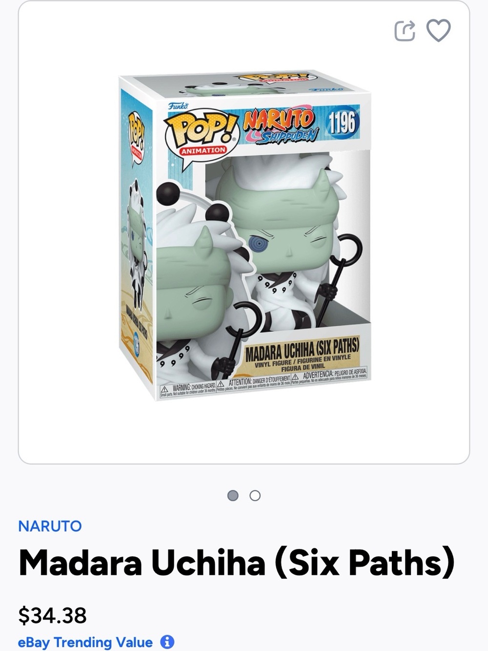 Funko POP! Naruto Shippuden Madara Uchiha (Six Paths) - 1196